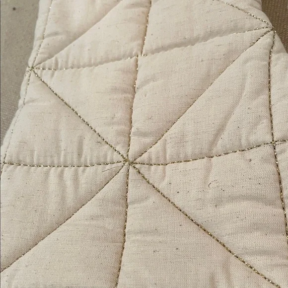 Creative Co-Op Quilted Cotton & Linen Stocking w/ Metallic Gold/NWT - Picture 4 of 7